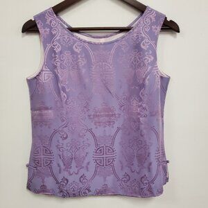 Vintage Artistic Palace Womens Y2K Asian Print Iridescent Top Size M Purple